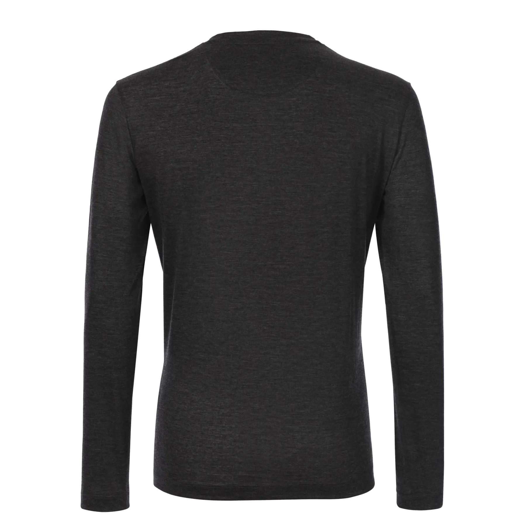 Crew-Neck Cashmere Long Sleeve T-Shirt in Dark Grey