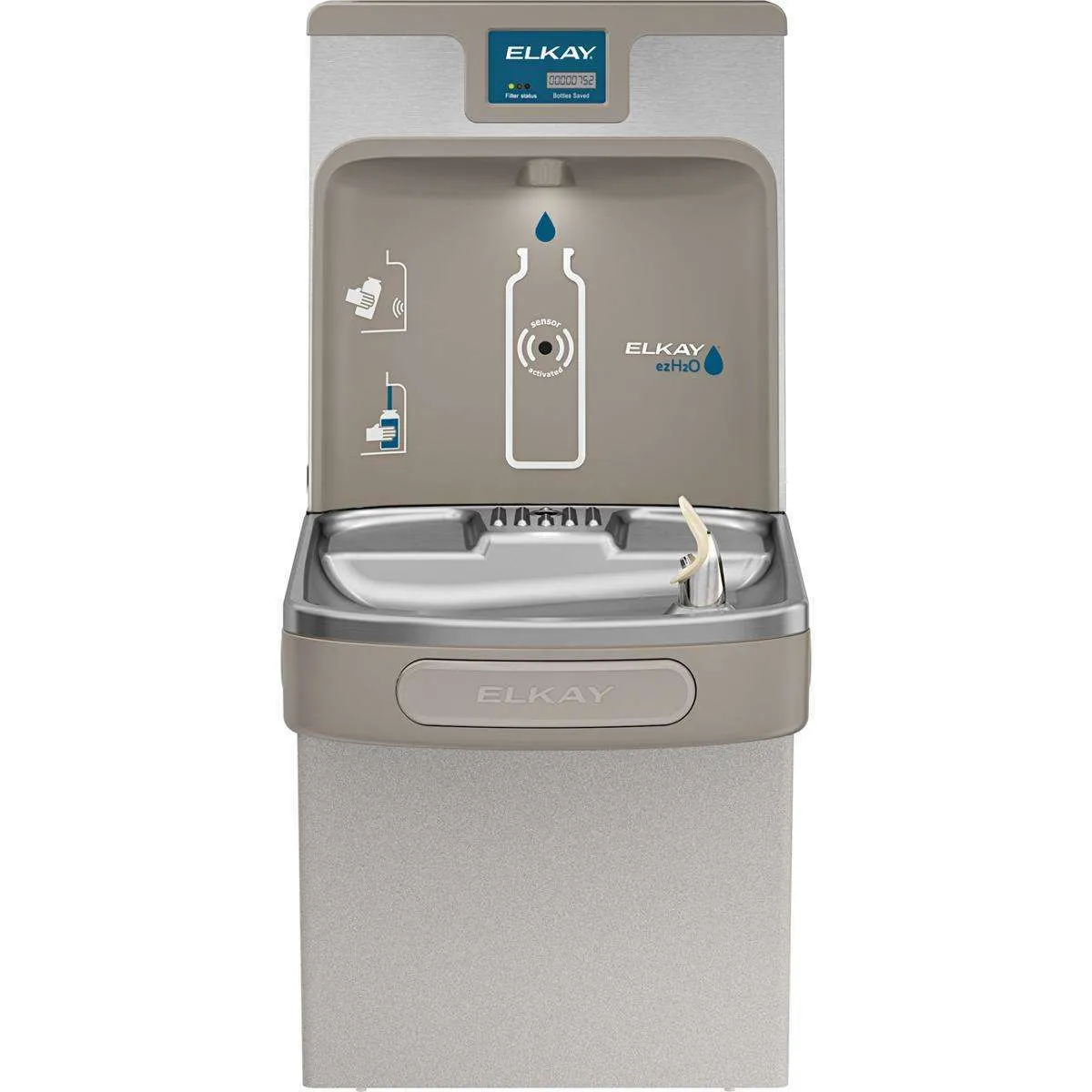 Elkay Enhanced EZH2O Bottle Filling Station & Single ADA Cooler, Filtered Refrigerated Light Gray LZS8WSLP