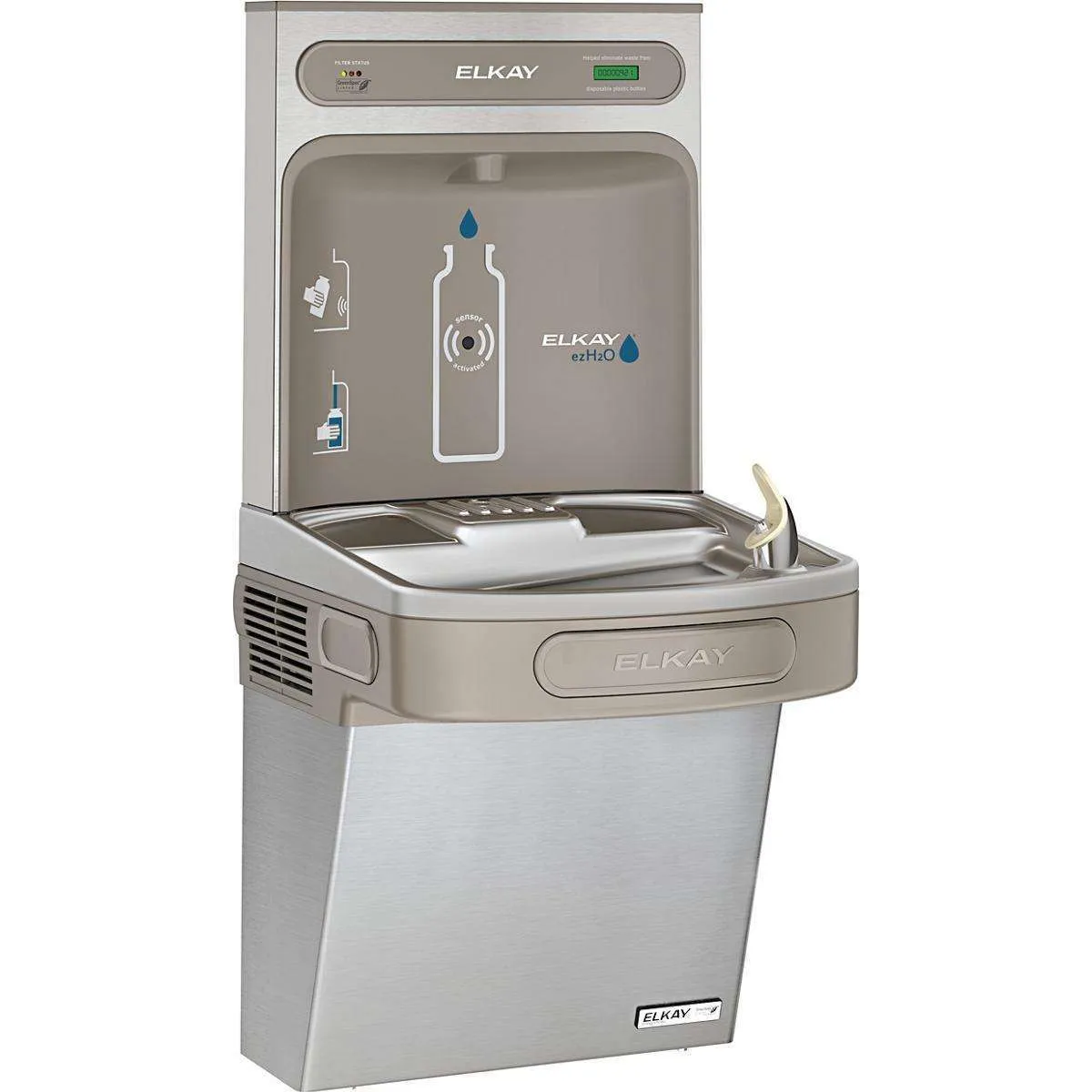 Elkay ezH2O Bottle Filling Station & Single ADA Cooler, High Efficiency Filtered Refrigerated Stainless LZSG8WSSK