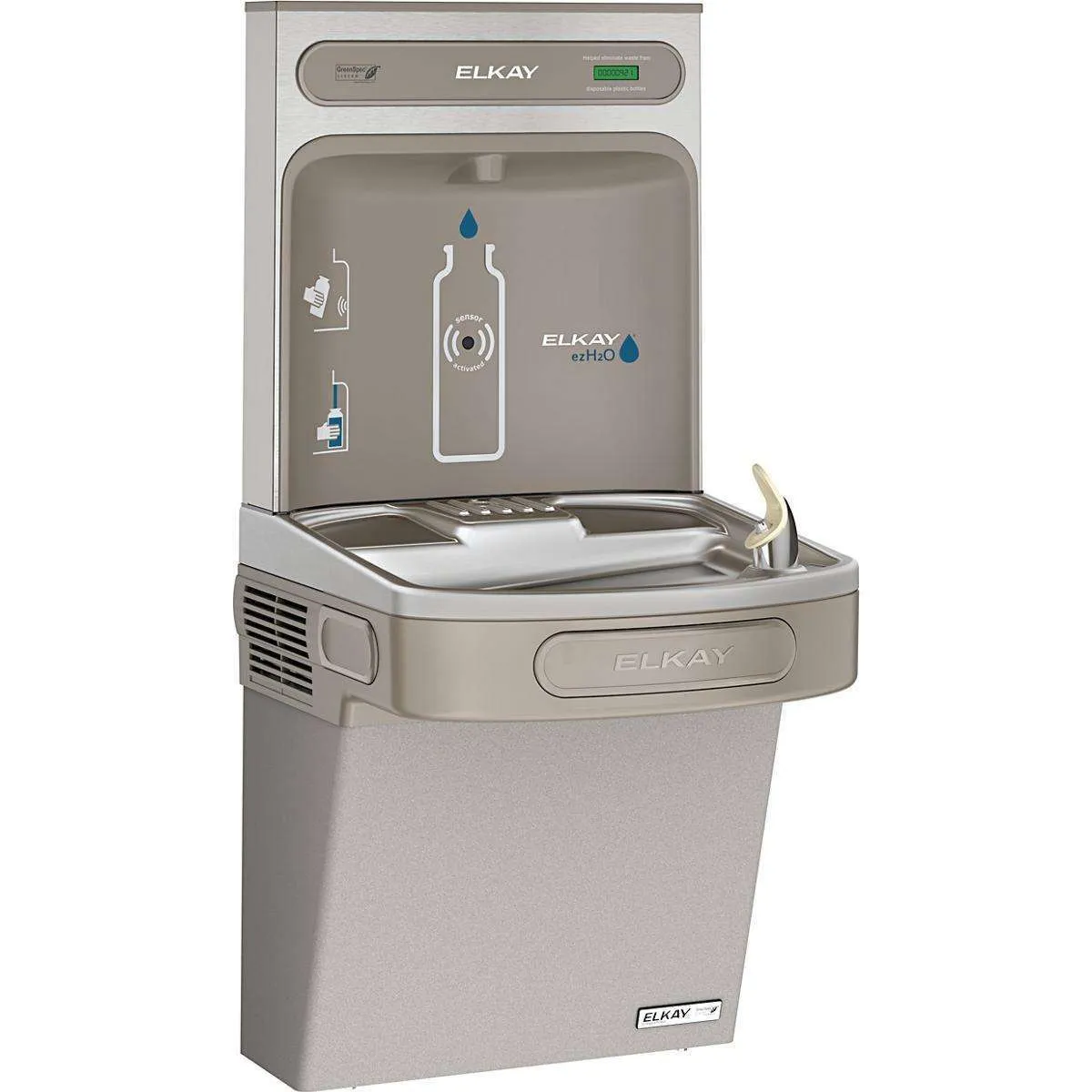 Elkay ezH2O Bottle Filling Station & Single ADA Cooler, High Efficiency Non-Filtered Refrigerated Light Gray EZSG8WSLK