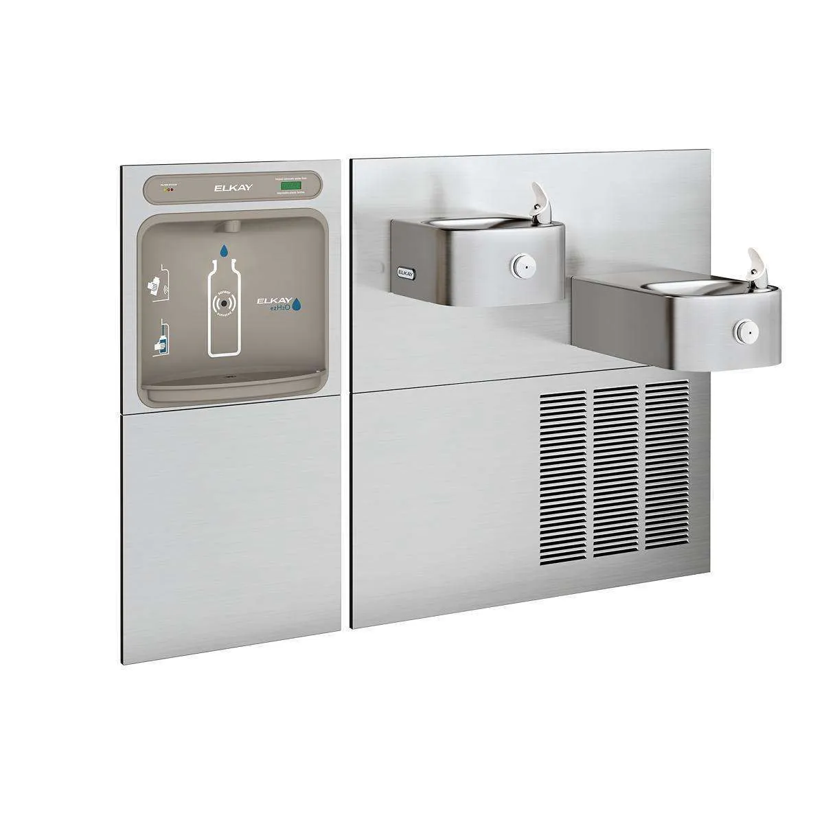 Elkay ezH2O Bottle Filling Station & Soft Sides Bi-Level Fountain, Filtered Refrigerated Stainless LZWS-SS28K