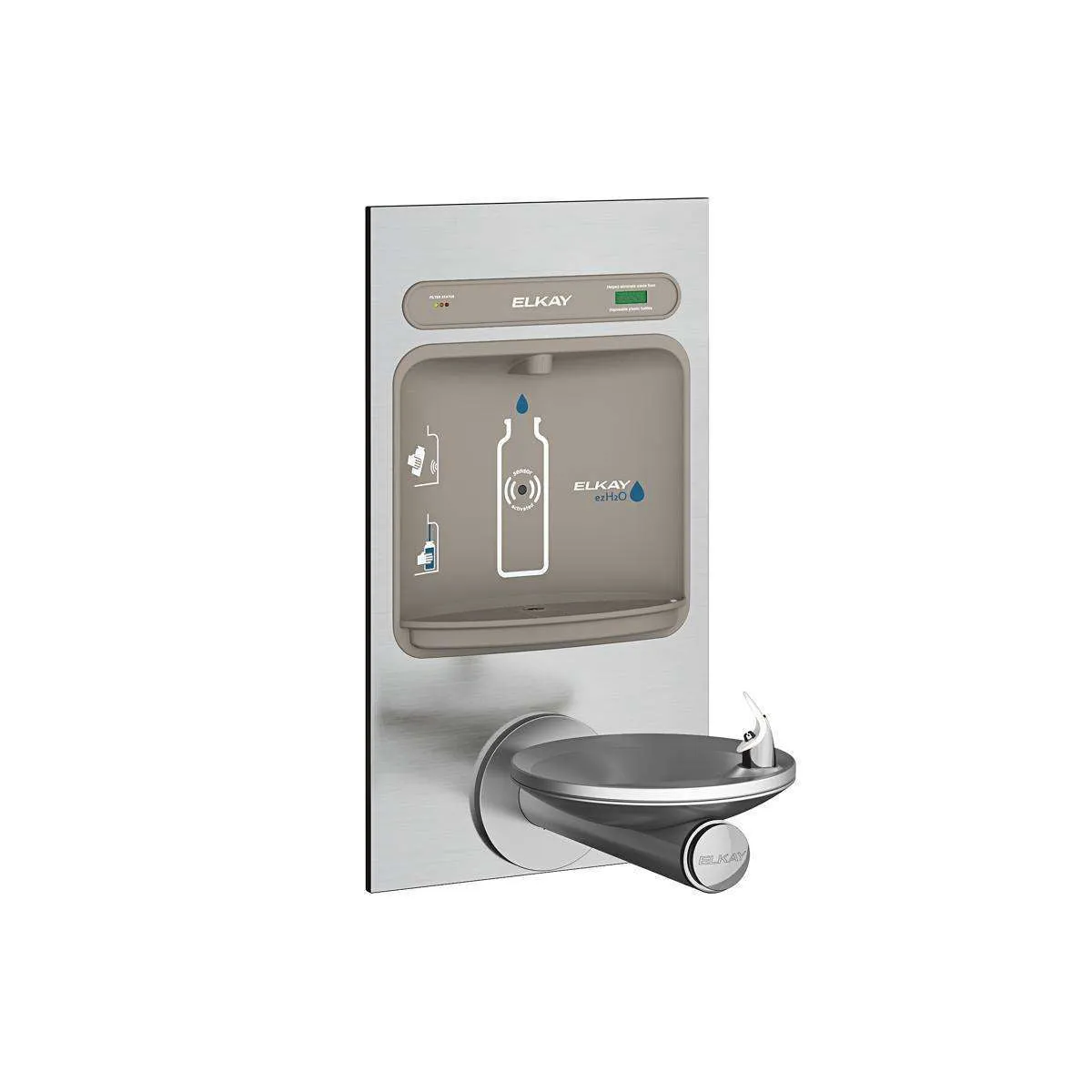 Elkay ezH2O Bottle Filling Station with Integral SwirlFlo Fountain, Filtered Non-Refrigerated Stainless LZWS-EDFPBM114K