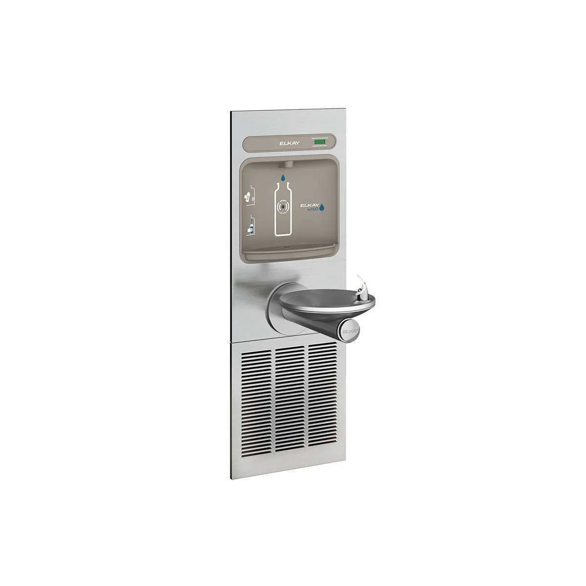 Elkay ezH2O Bottle Filling Station with Integral SwirlFlo Fountain, Refrigerated Non-Filtered Refrigerated Stainless EZWS-ERPBM8K