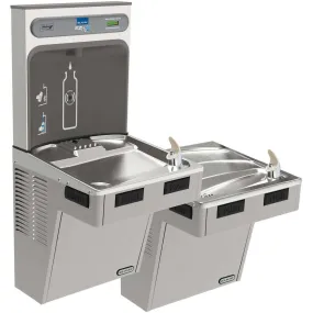 Elkay ezH2O Bottle Filling Station with Mechanically Activated, Bi-Level ADA Cooler Non-Filtered Non-Refrigerated Light Gray EMABFTLDDWSLK