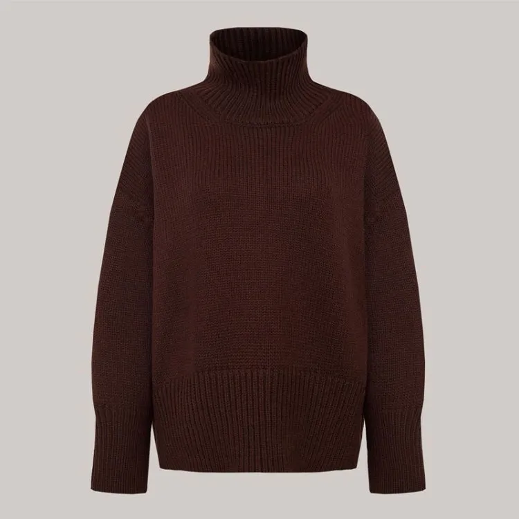 elveswallet Basic Turtleneck Loose Drop Sleeve Pullover