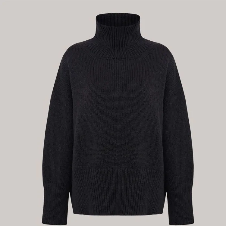 elveswallet Basic Turtleneck Loose Drop Sleeve Pullover