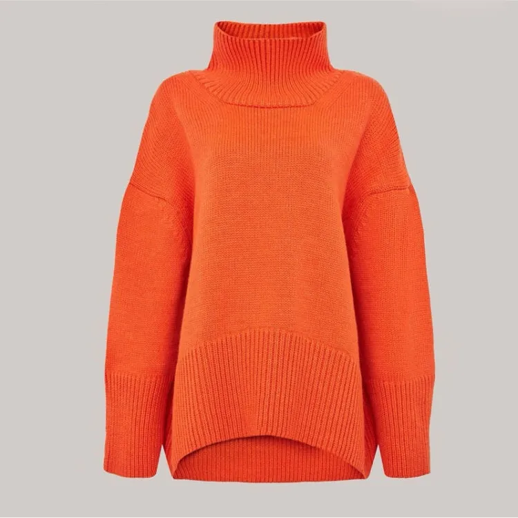 elveswallet Basic Turtleneck Loose Drop Sleeve Pullover