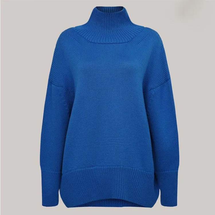 elveswallet Basic Turtleneck Loose Drop Sleeve Pullover