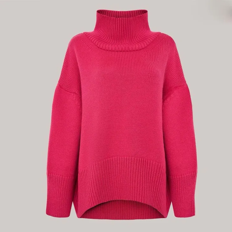 elveswallet Basic Turtleneck Loose Drop Sleeve Pullover