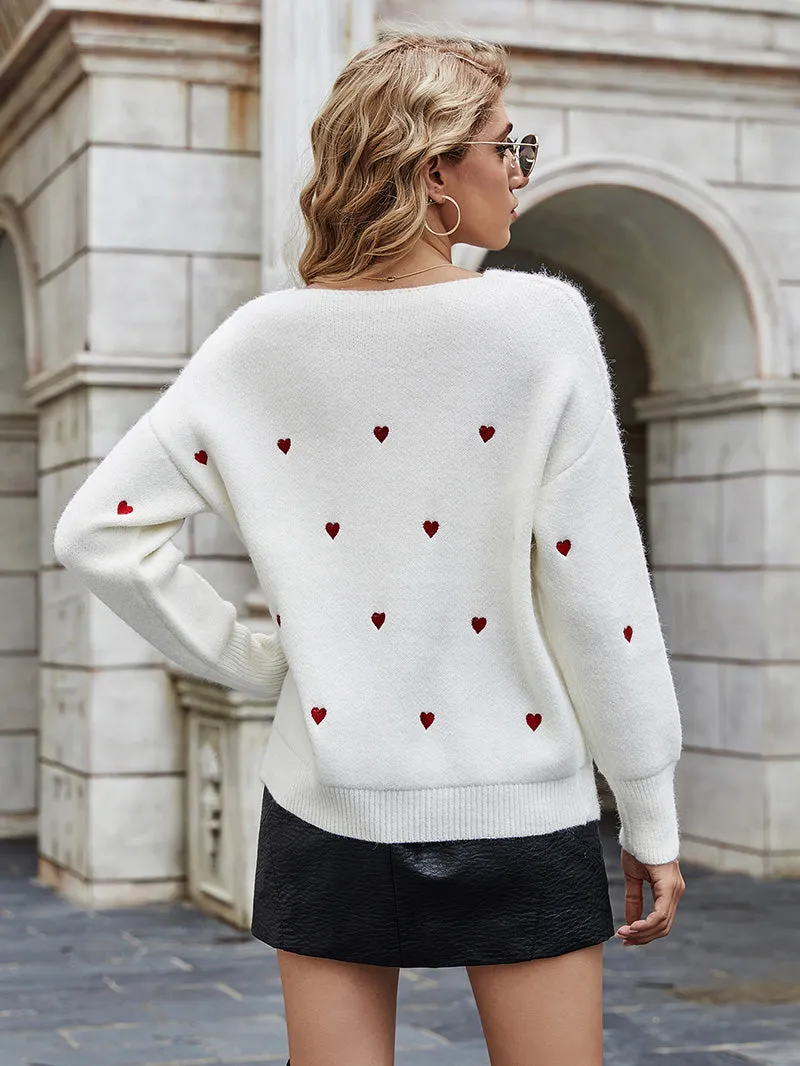 elveswallet Needless To Say Sage Red Heart Print Sweater