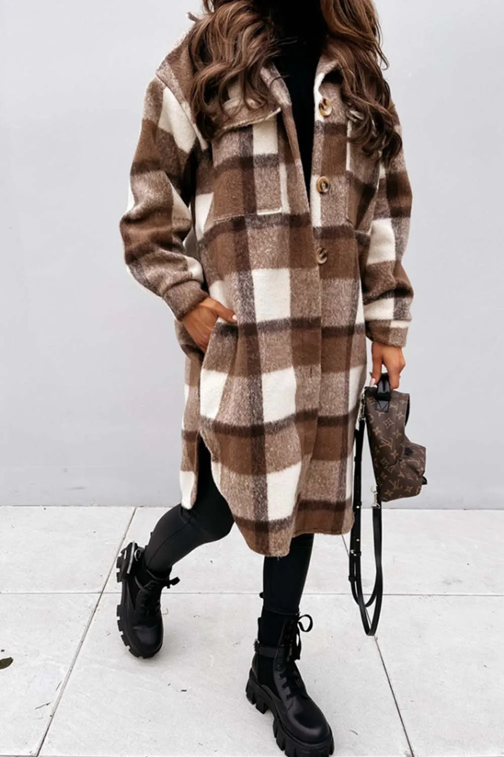 elveswallet Plaid Print Woolen Coat