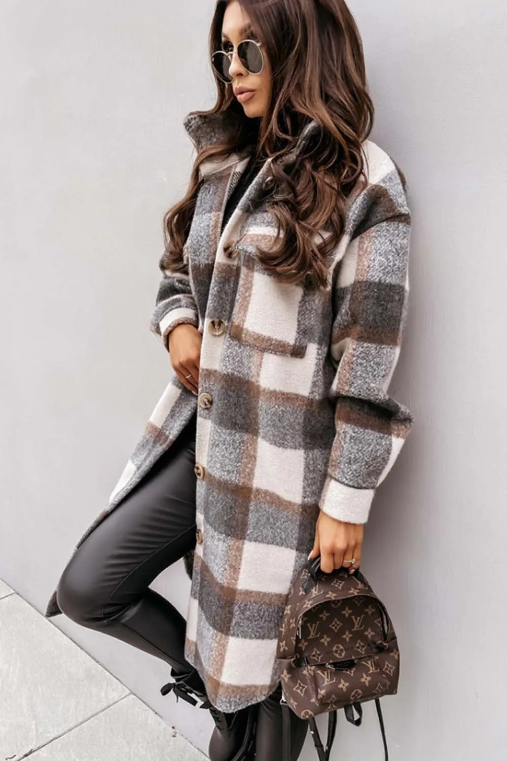 elveswallet Plaid Print Woolen Coat