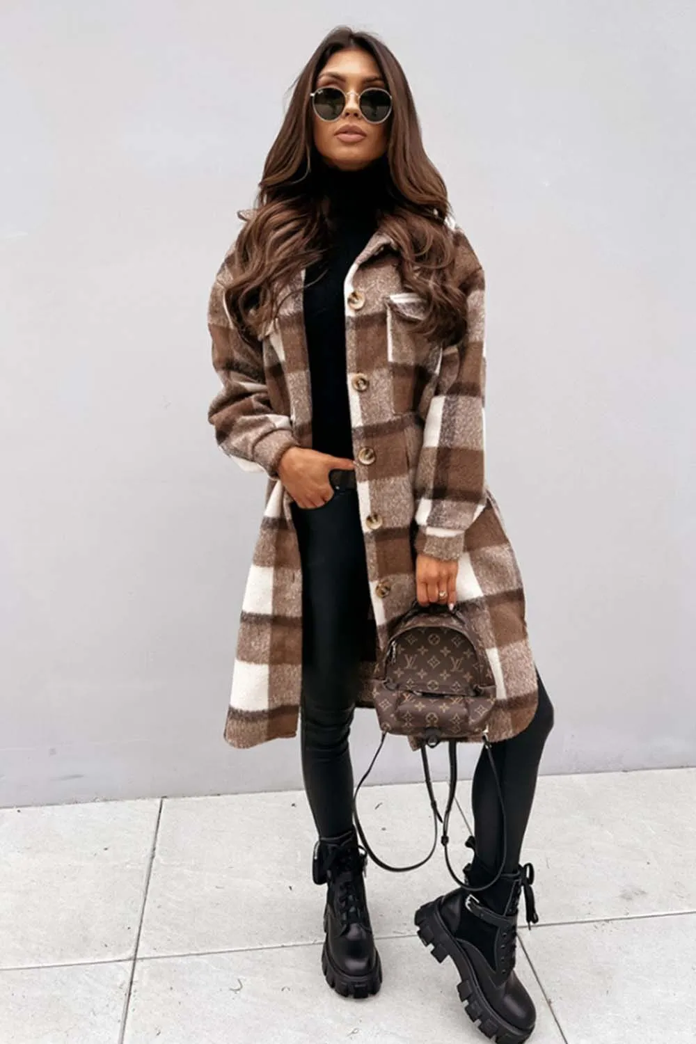 elveswallet Plaid Print Woolen Coat