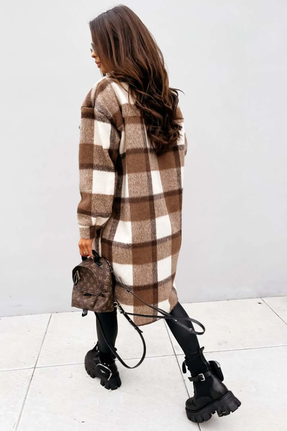 elveswallet Plaid Print Woolen Coat