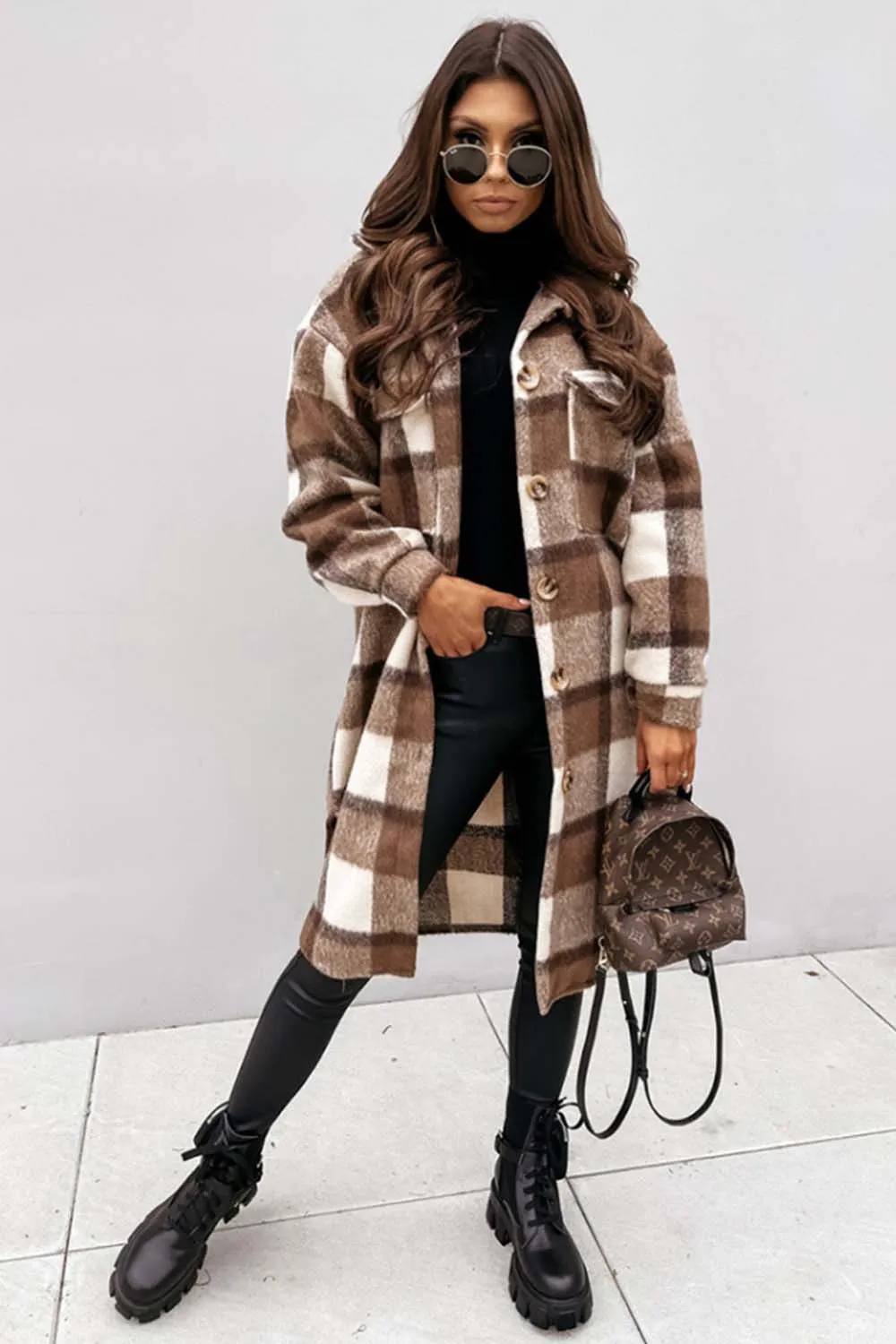 elveswallet Plaid Print Woolen Coat