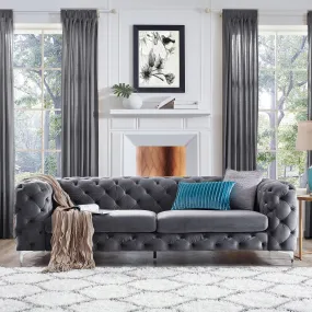 Fio Velvet Tufted button 3 seater couch