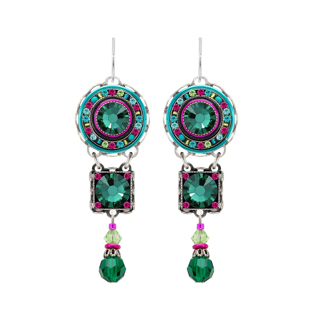 Firefly Mosaics La Dolce Vita Emerald Crystal Drop Earrings