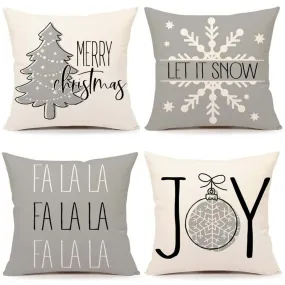 GARVEE Christmas Pillow Covers 18x18 Inch Set of 4 Christmas Decorations Pillow Case Farmhouse Cushions Holiday Pillow Case 41#