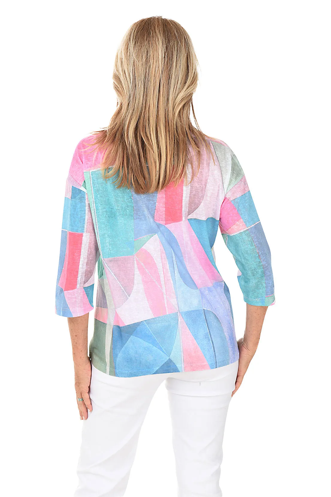 Geo Prism 3/4 Sleeve Knit Top