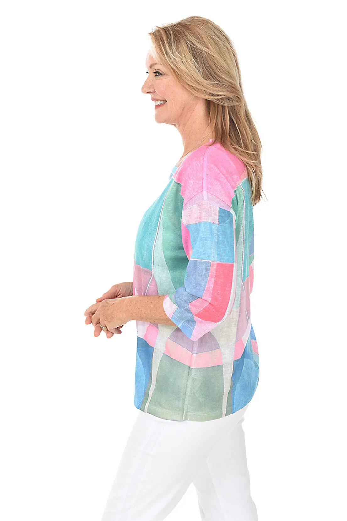 Geo Prism 3/4 Sleeve Knit Top