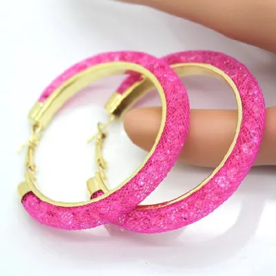 Gold-plated Earrings, Crystal Mesh Chain, Female Earring Jewelry