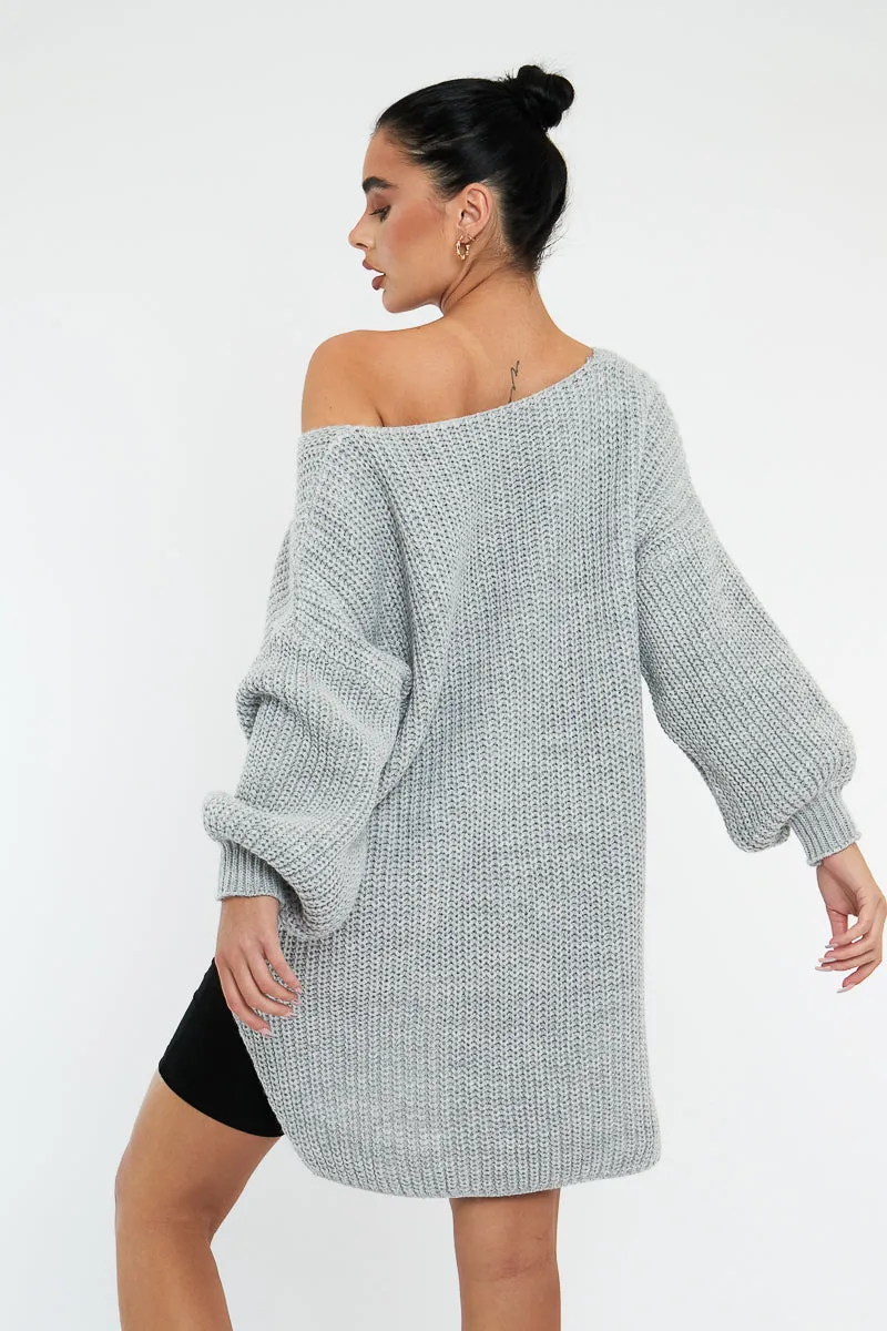 Grey Knit Oversized Jumper - Darci