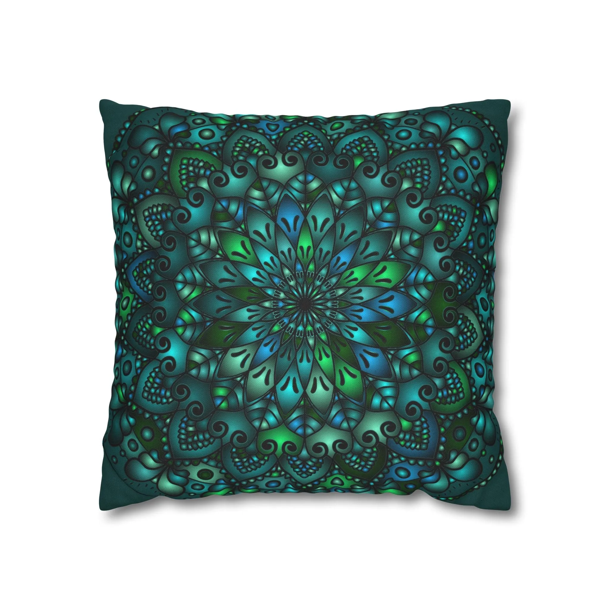 Handmade Mandala Art Pillowcase - Petroleum Green