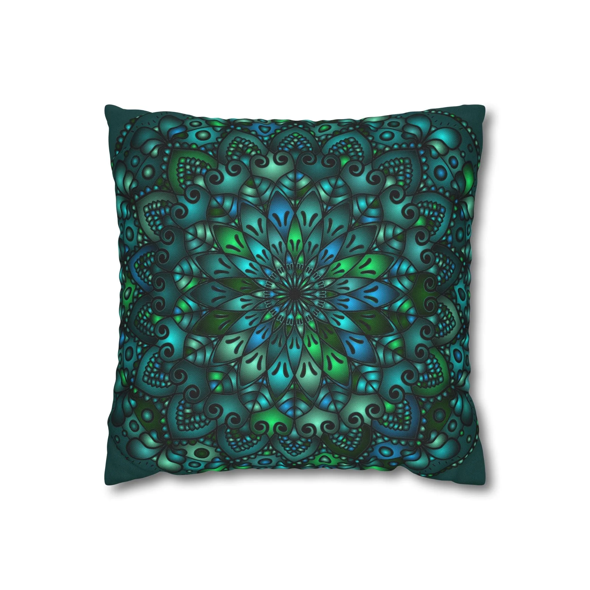 Handmade Mandala Art Pillowcase - Petroleum Green