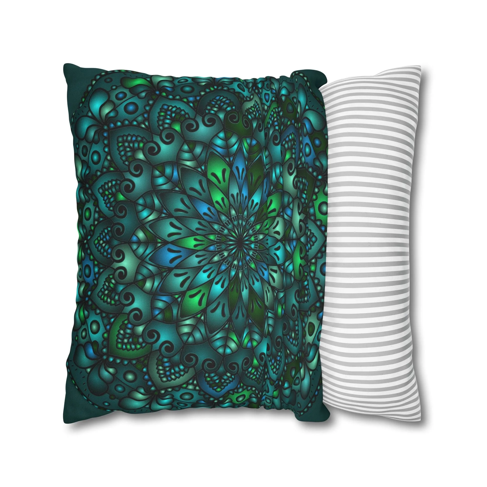 Handmade Mandala Art Pillowcase - Petroleum Green