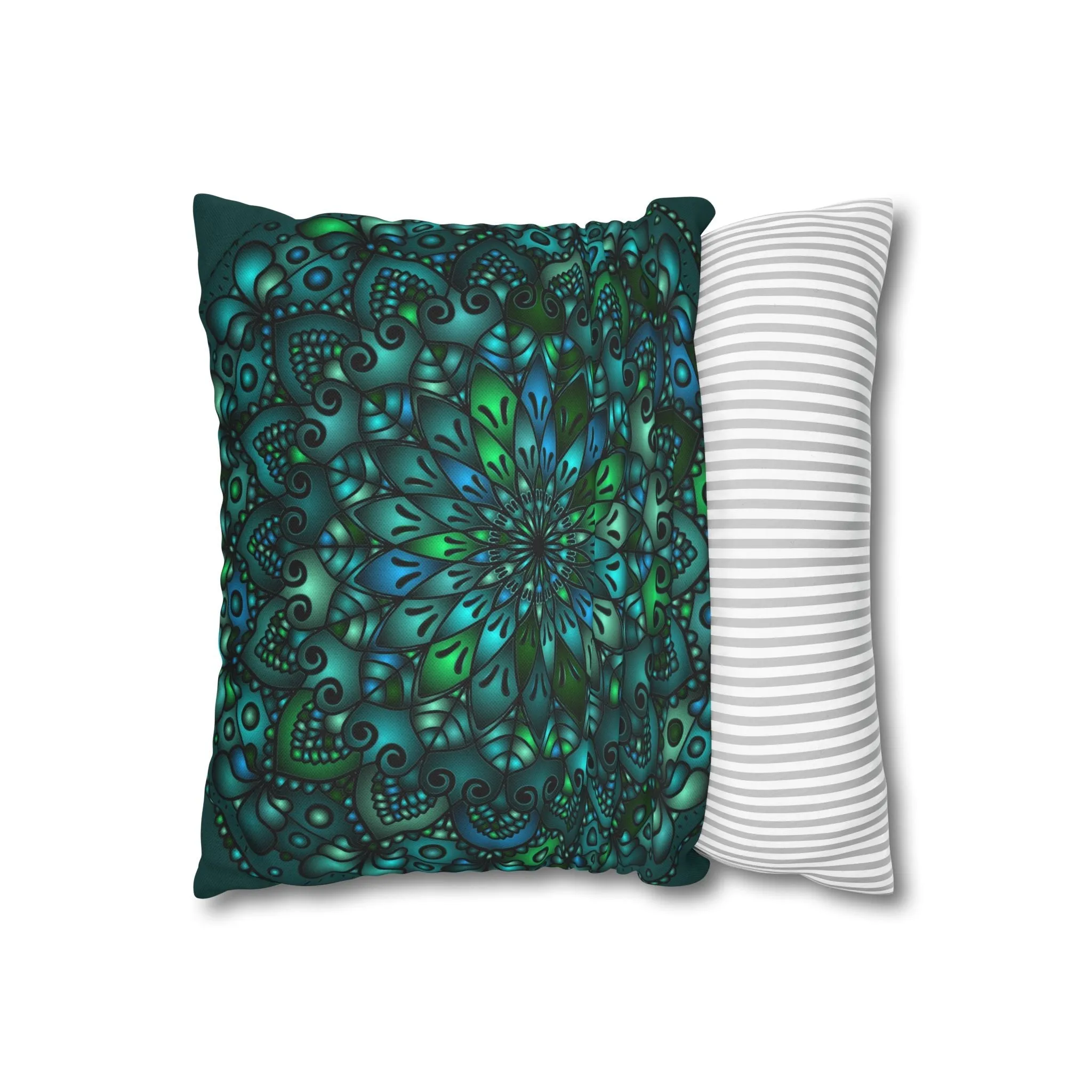 Handmade Mandala Art Pillowcase - Petroleum Green