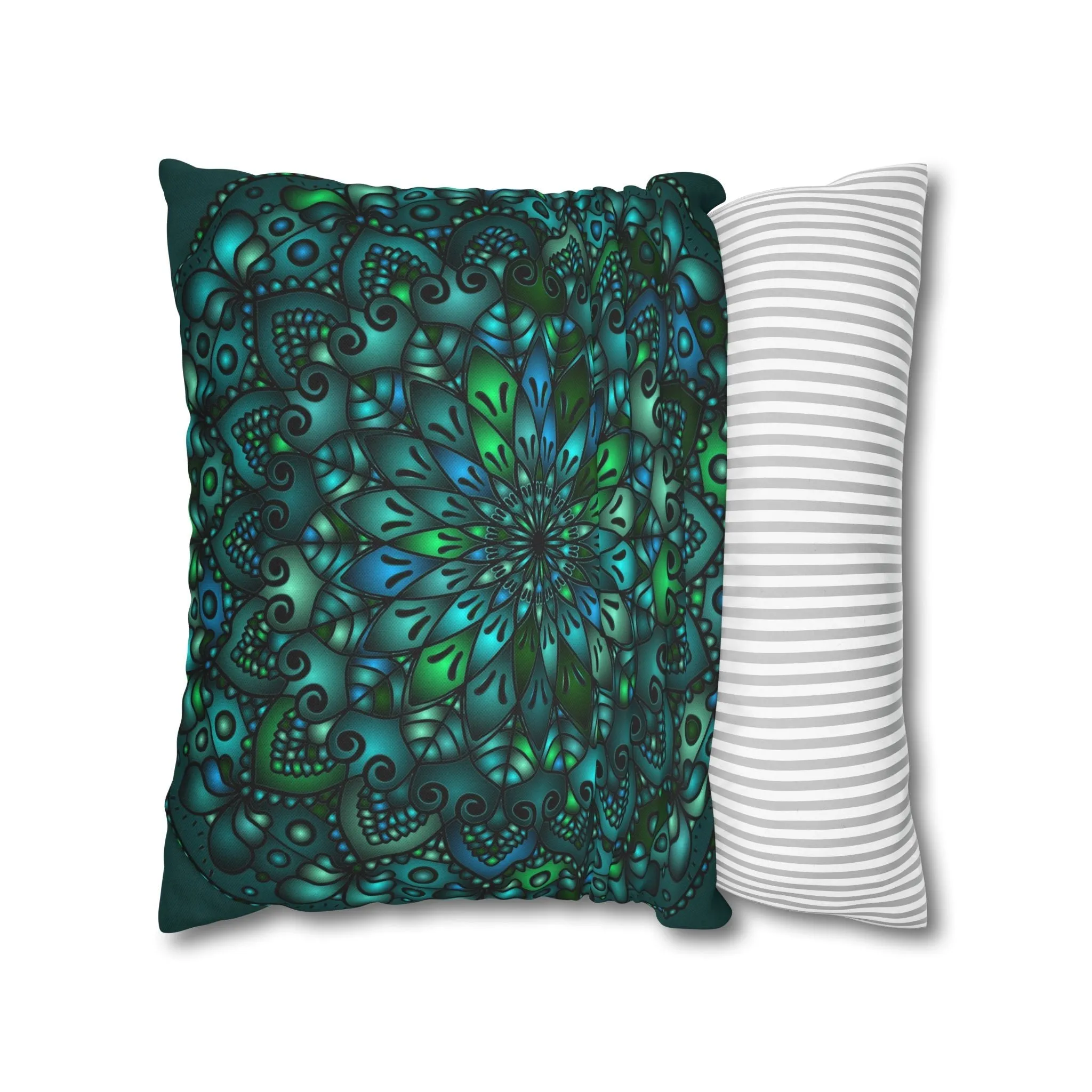 Handmade Mandala Art Pillowcase - Petroleum Green