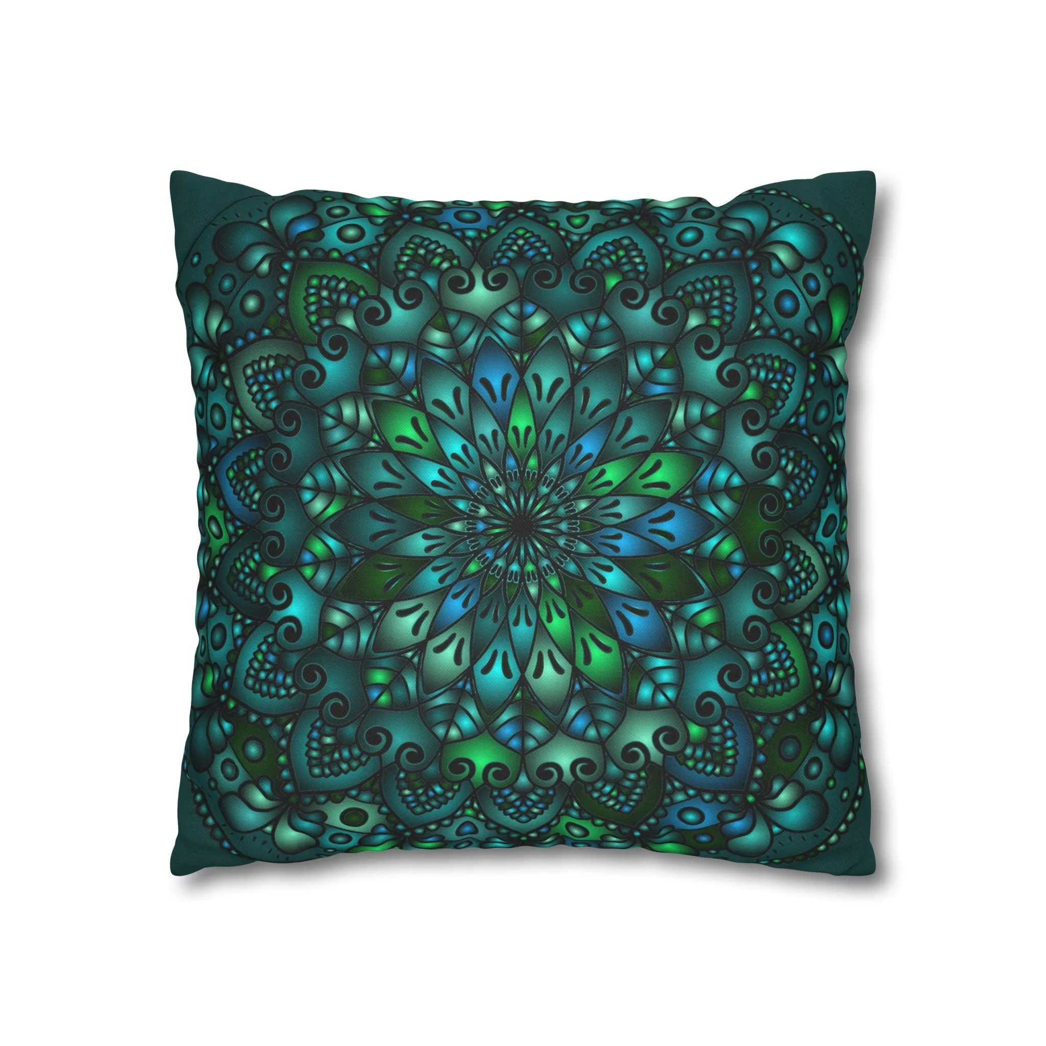 Handmade Mandala Art Pillowcase - Petroleum Green