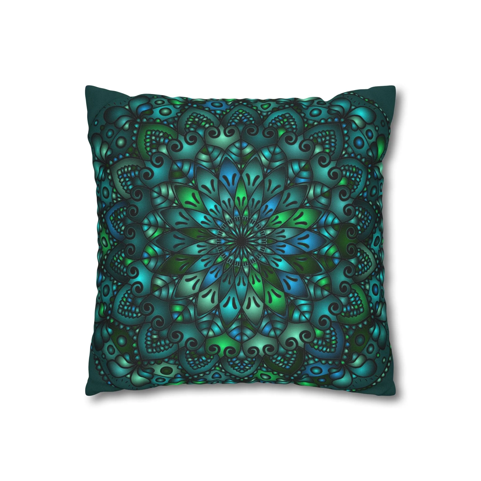 Handmade Mandala Art Pillowcase - Petroleum Green