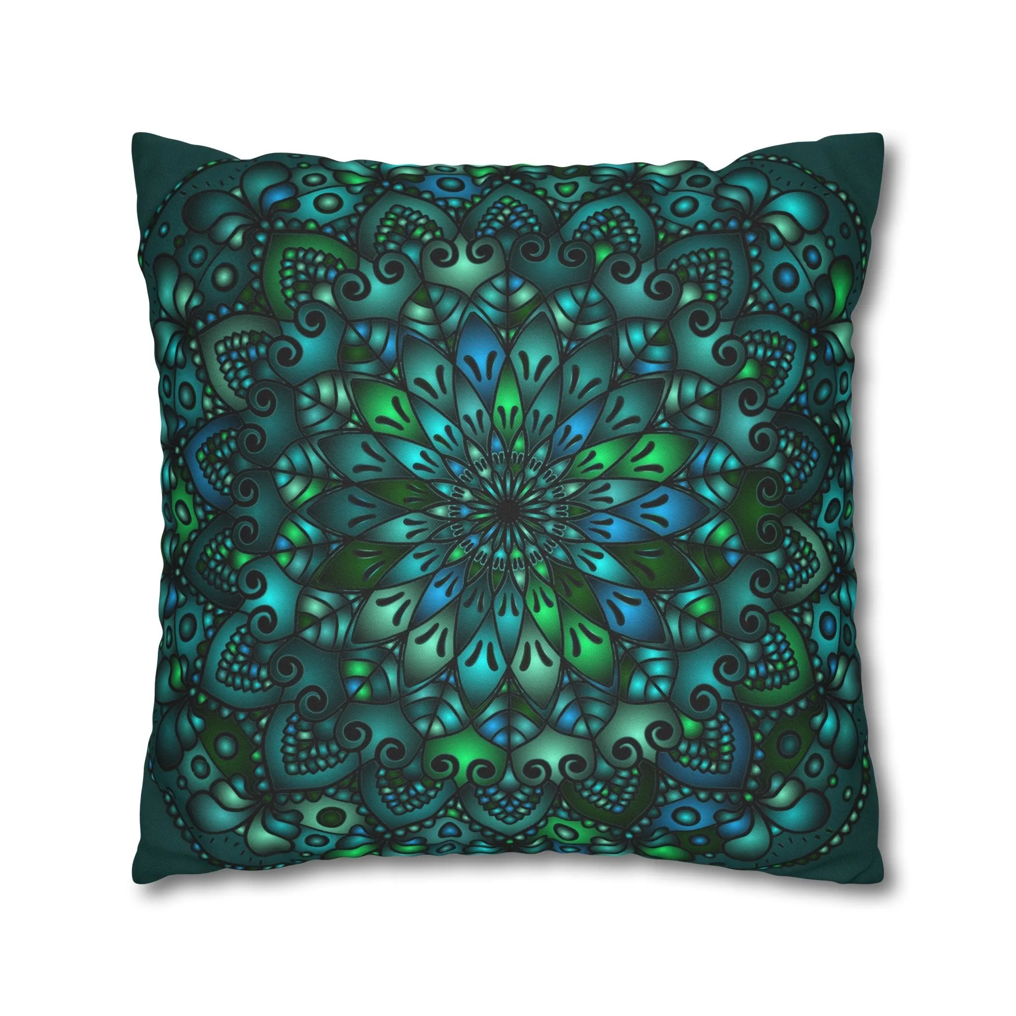 Handmade Mandala Art Pillowcase - Petroleum Green