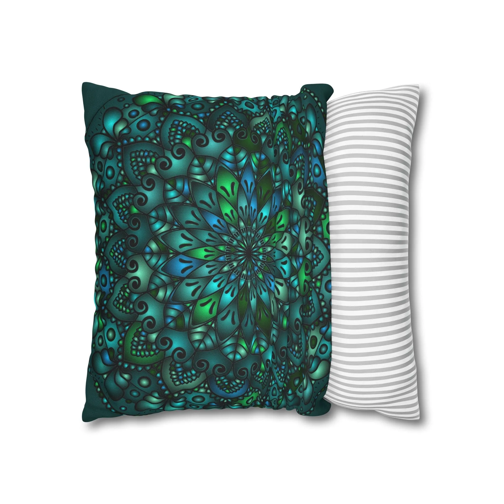 Handmade Mandala Art Pillowcase - Petroleum Green