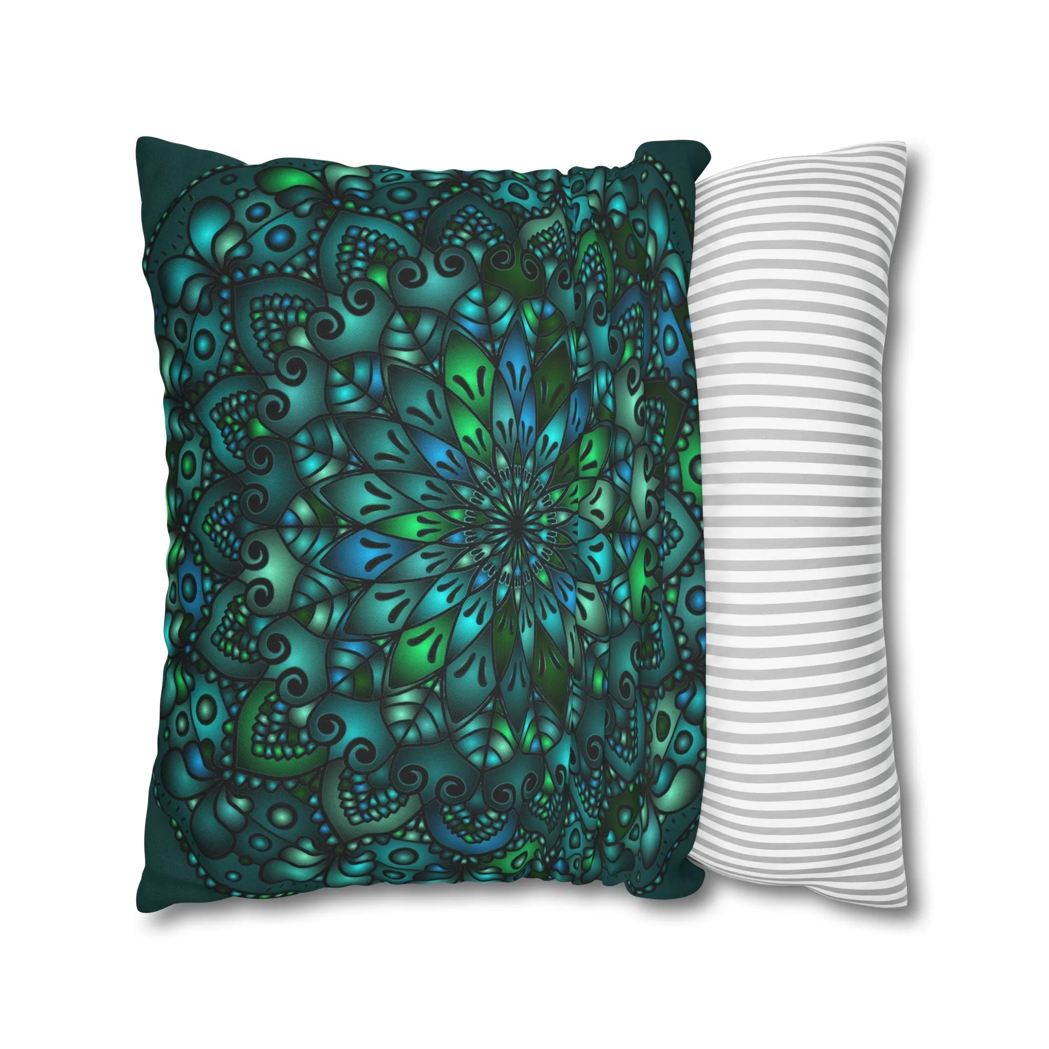 Handmade Mandala Art Pillowcase - Petroleum Green