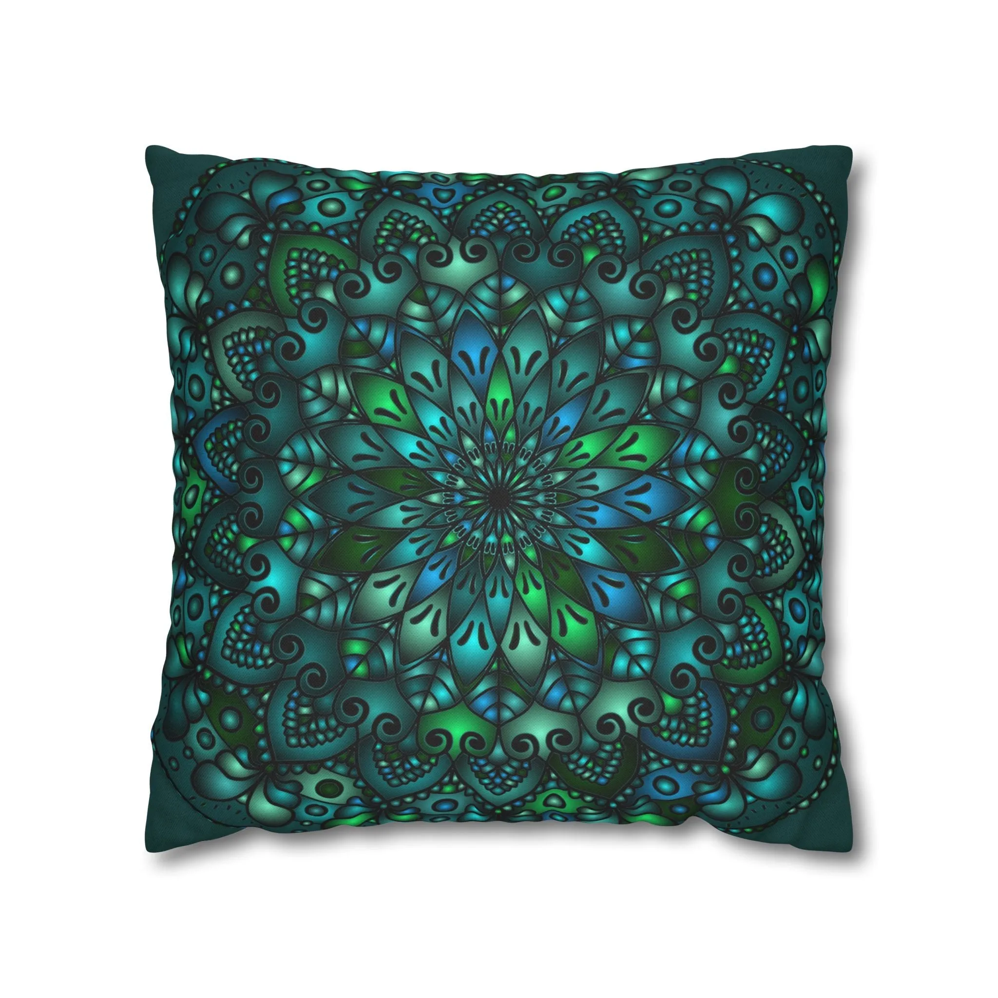 Handmade Mandala Art Pillowcase - Petroleum Green