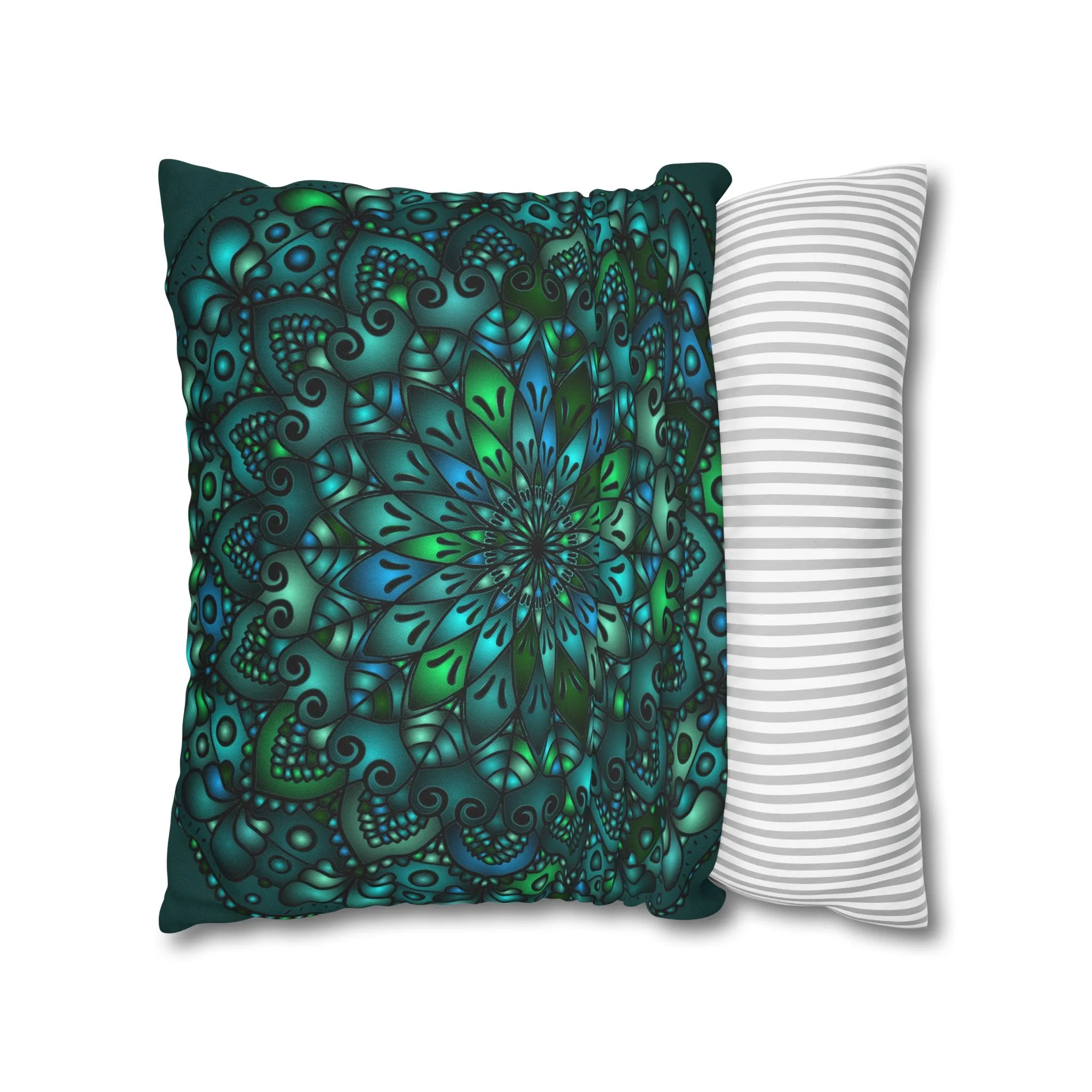 Handmade Mandala Art Pillowcase - Petroleum Green