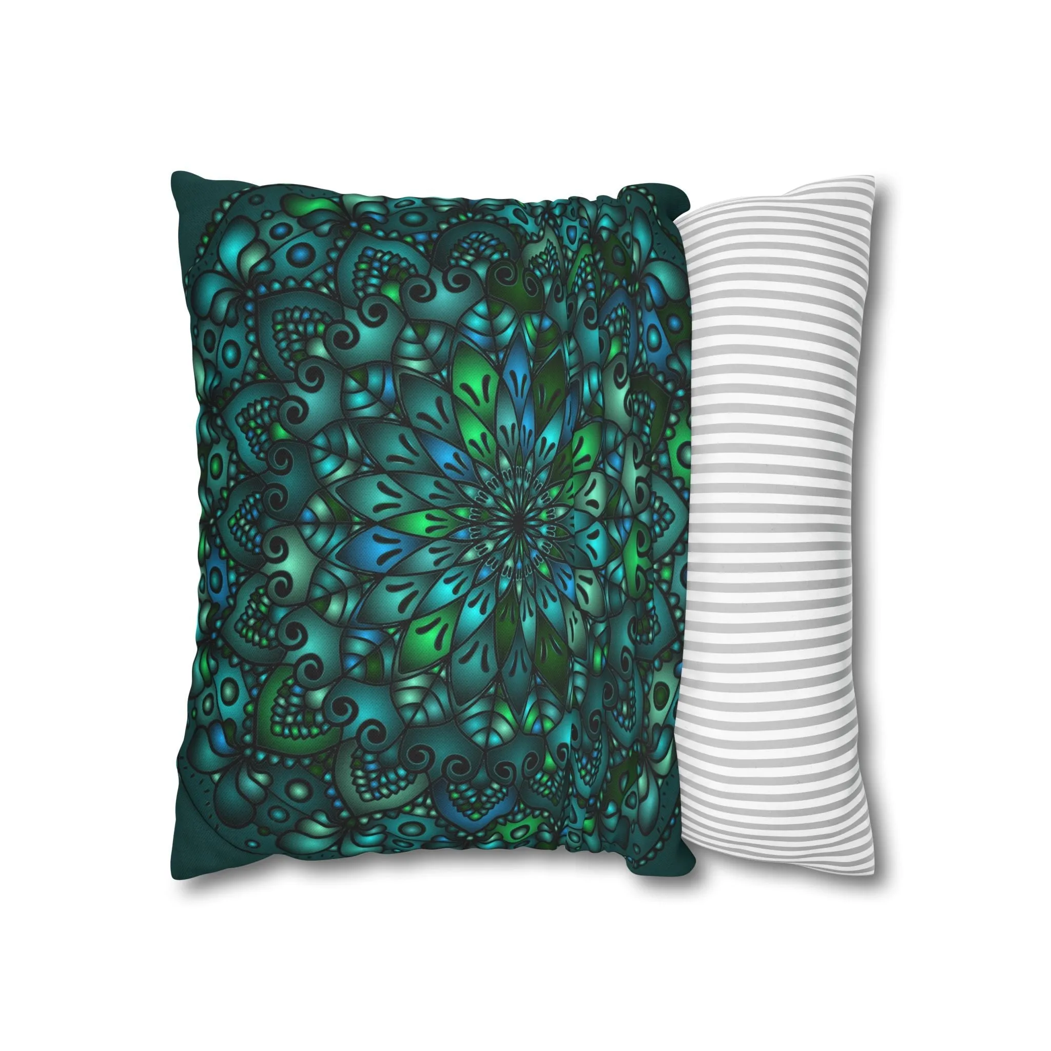 Handmade Mandala Art Pillowcase - Petroleum Green