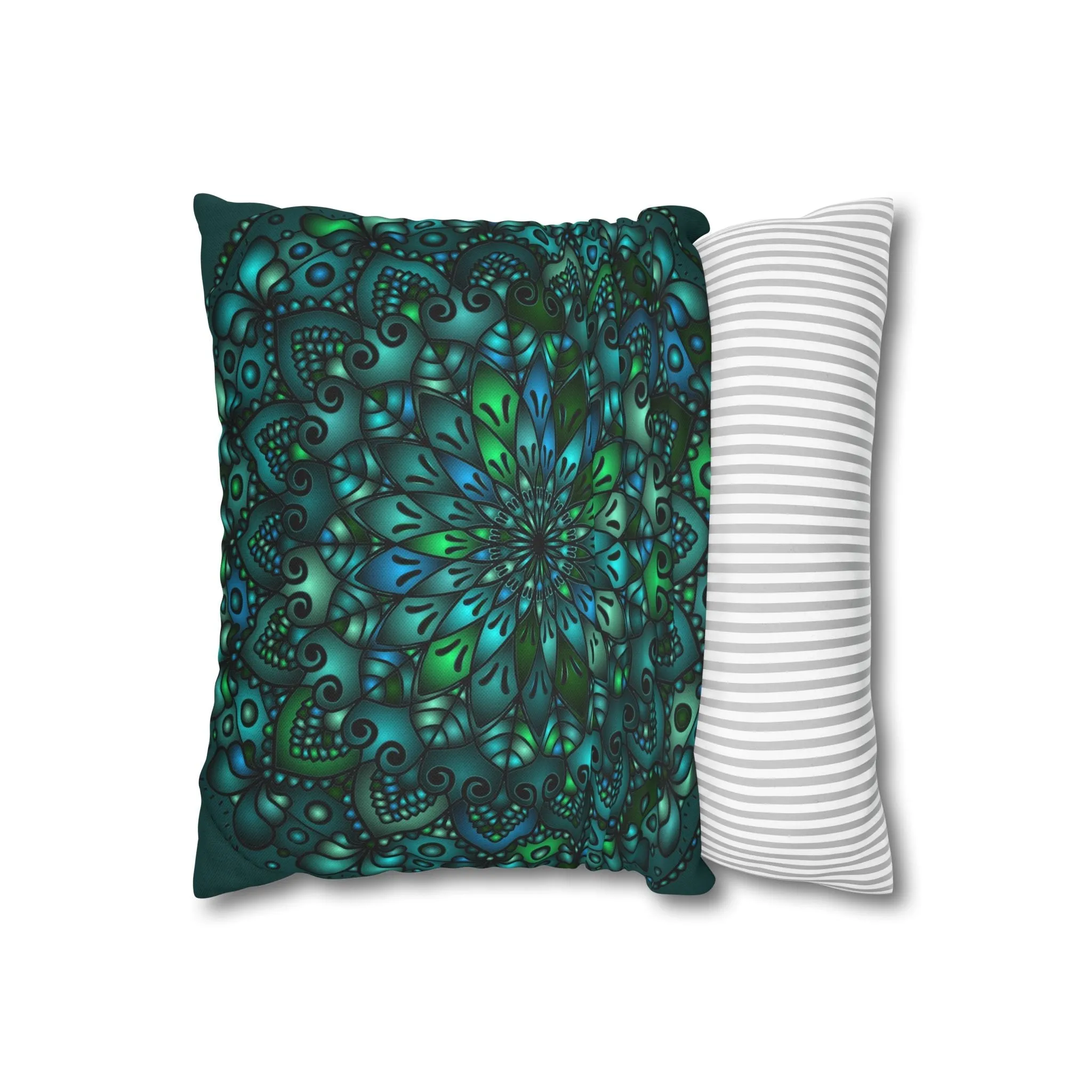 Handmade Mandala Art Pillowcase - Petroleum Green