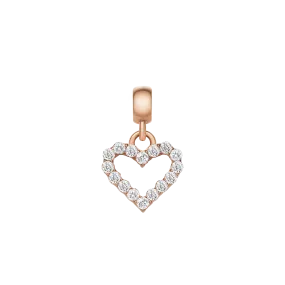 Heart Contour White Crystal Charm Rose Gold