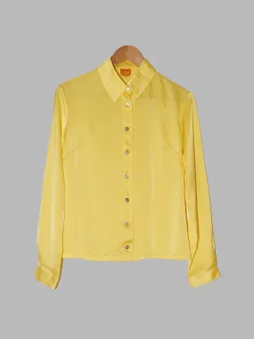 Kenzo Club yellow polyester cropped satin shirt - size 38