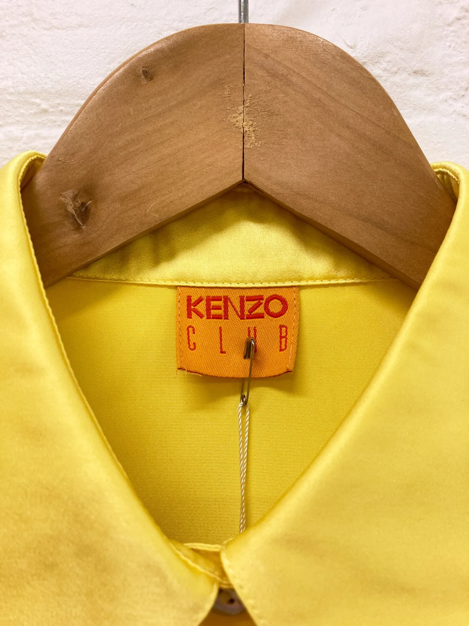 Kenzo Club yellow polyester cropped satin shirt - size 38