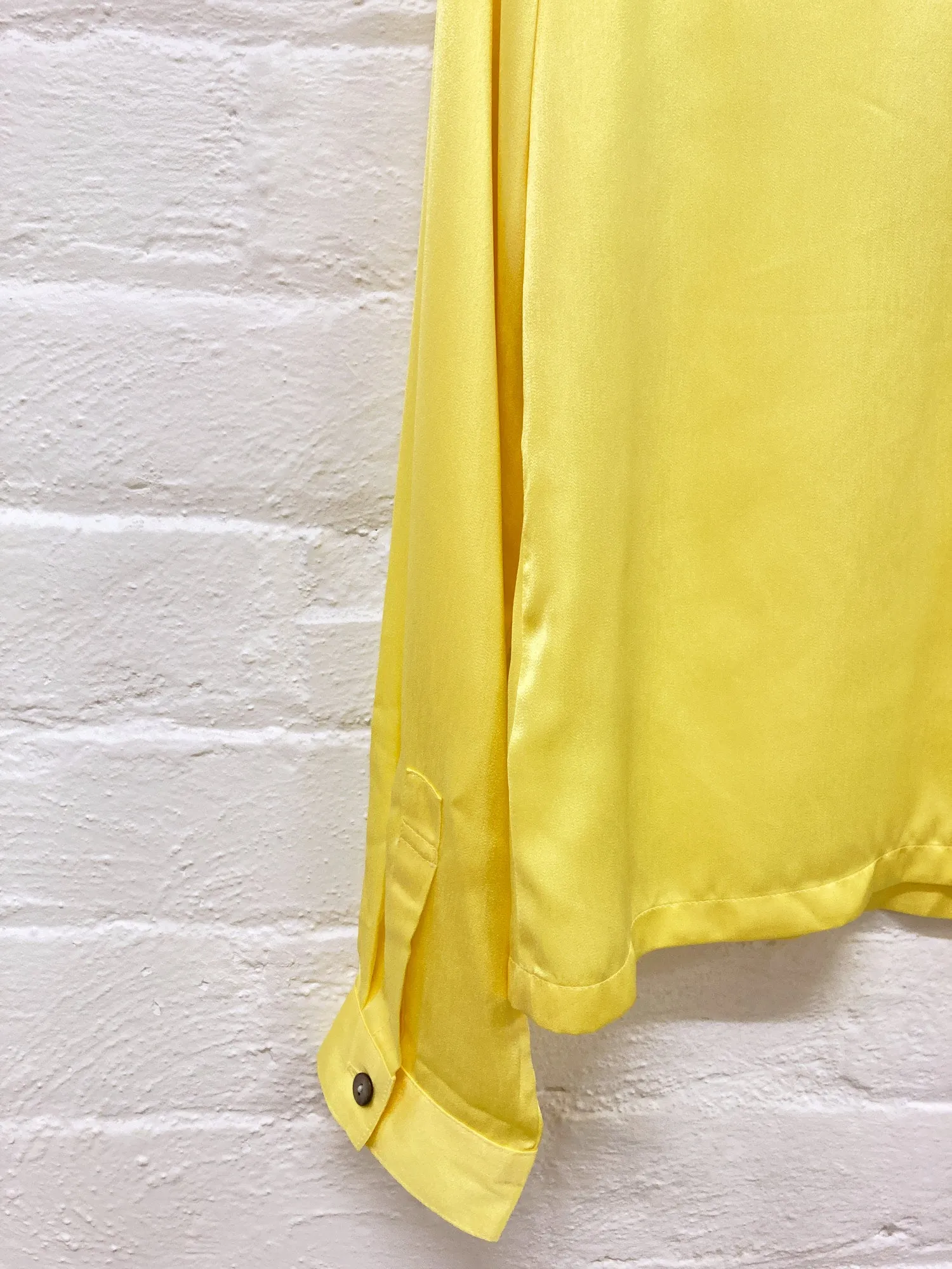 Kenzo Club yellow polyester cropped satin shirt - size 38