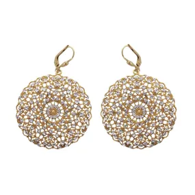 La Vie Parisienne Filigree Clear And Black Diamond Crystal Gold Earrings