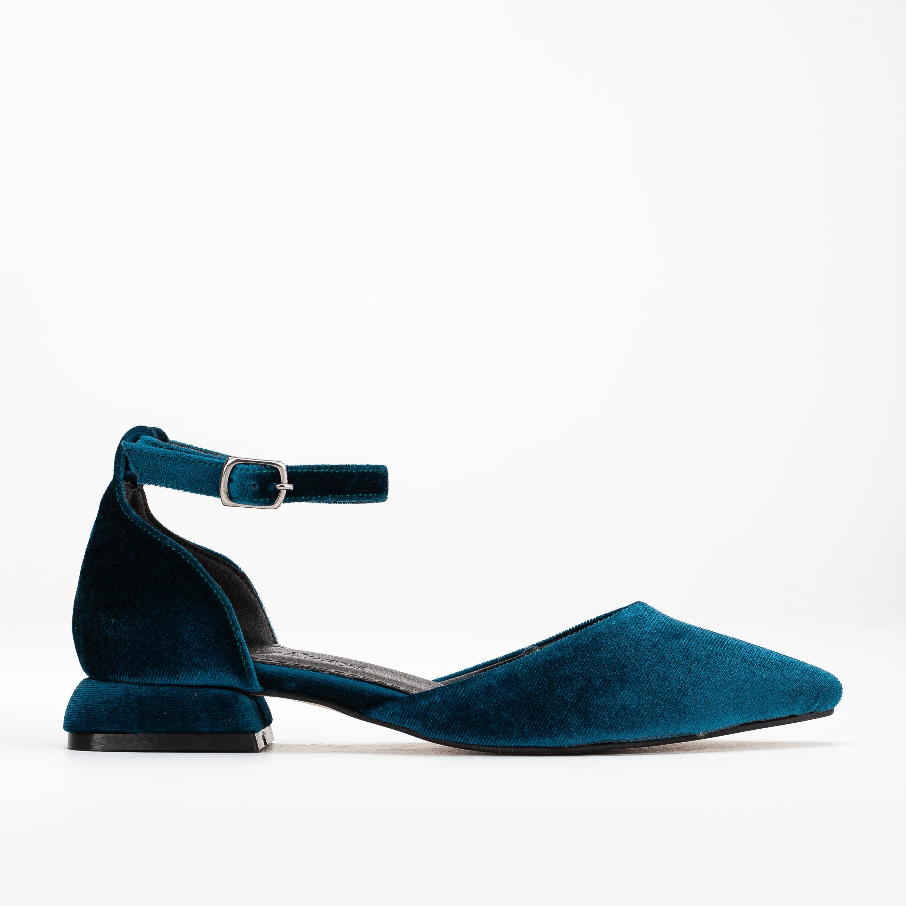 Madeline - Teal Blue Velvet Flats