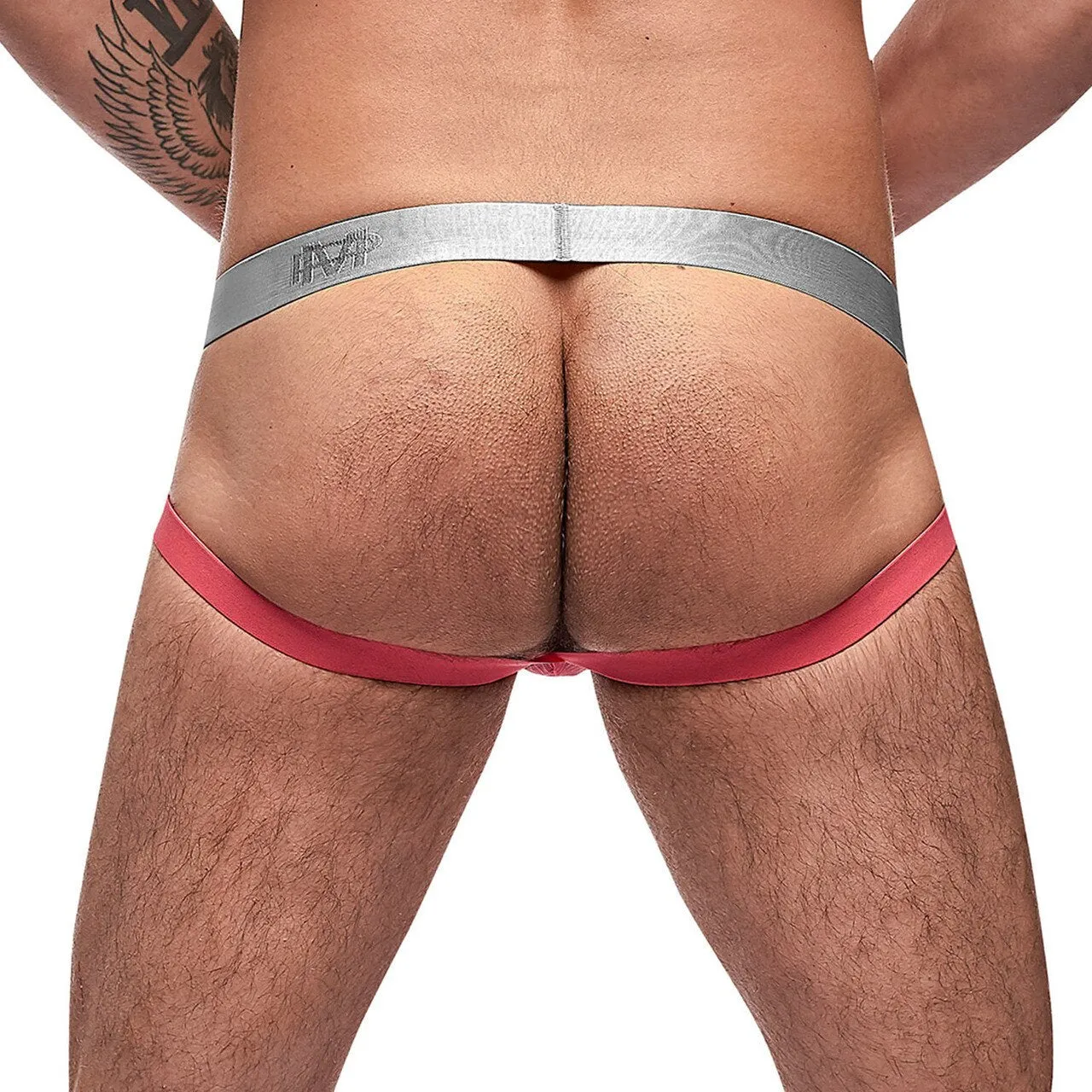 Mens Mesh Rib Jock Strap with Rings Coral