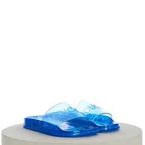 Men's Slide Sandals with Gucci Logo In Transparent Blue Rubber