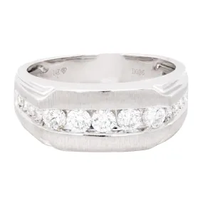 MENS WHITE GOLD WEDDING BAND WITH CHANNEL SETTING, .96 CT TW