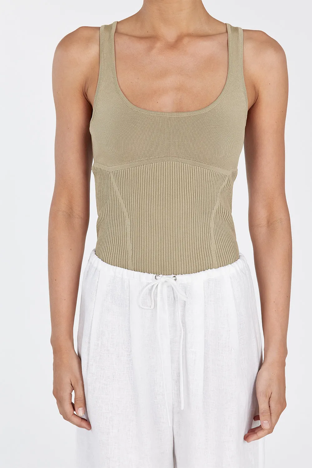 MILO PUTTY SLEEVELESS KNIT TOP